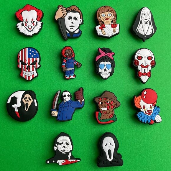 Horror Crocs Shoe Charms Set of 14 - jibbitz Charms Freddy Krueger Michael Myers - Picture 1 of 3